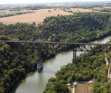 Aerial view of High Bridge in Wilmore, Kentucky